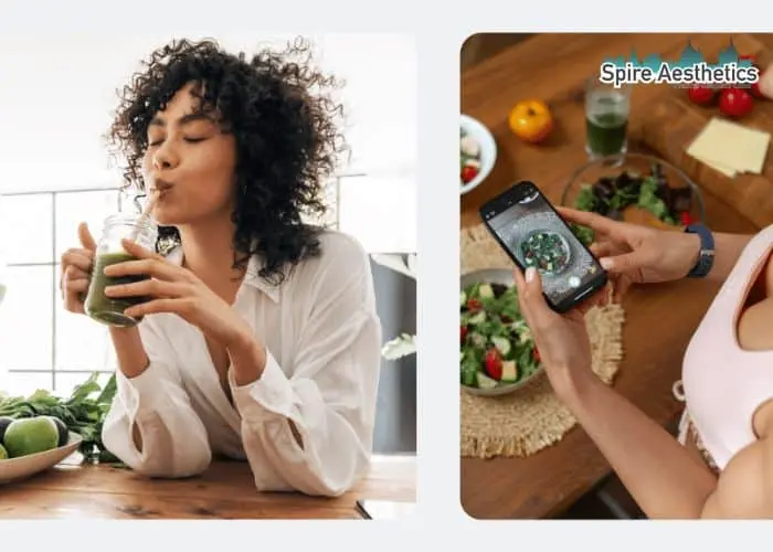 Image of woman looking into her diet and fat freezing Springs Mire to improve her health